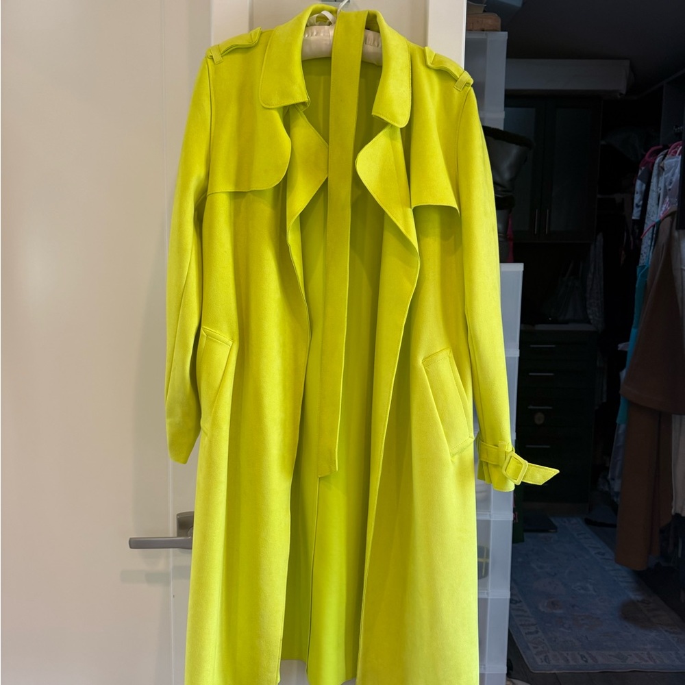 Forever 21 Neon Yellow Trench Coat Size S
